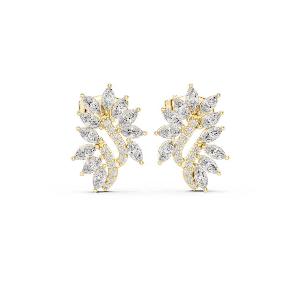 0.61 CT Marquise Diamond Feather Leaf Stud Earrings