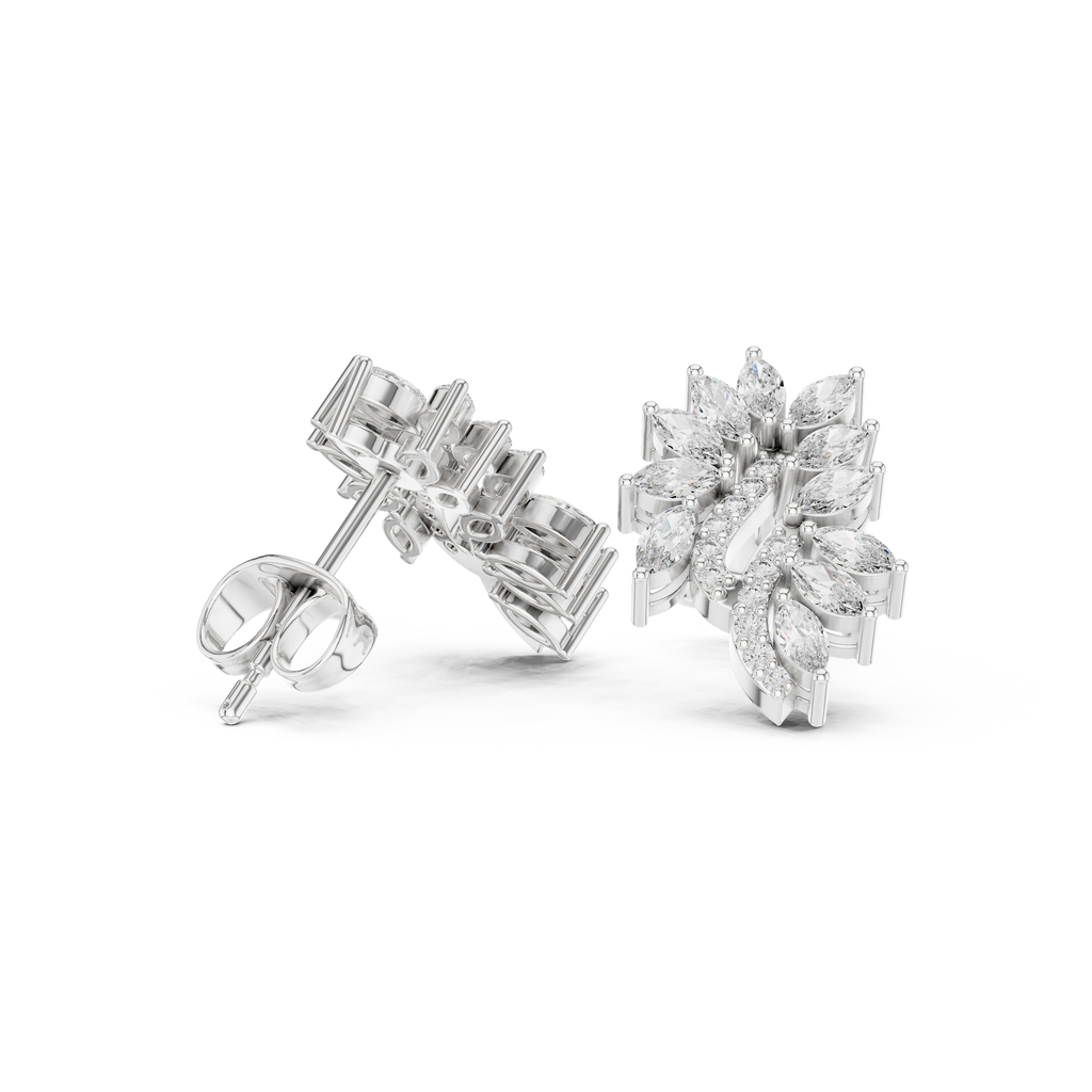 0.61 CT Marquise Diamond Feather Leaf Stud Earrings