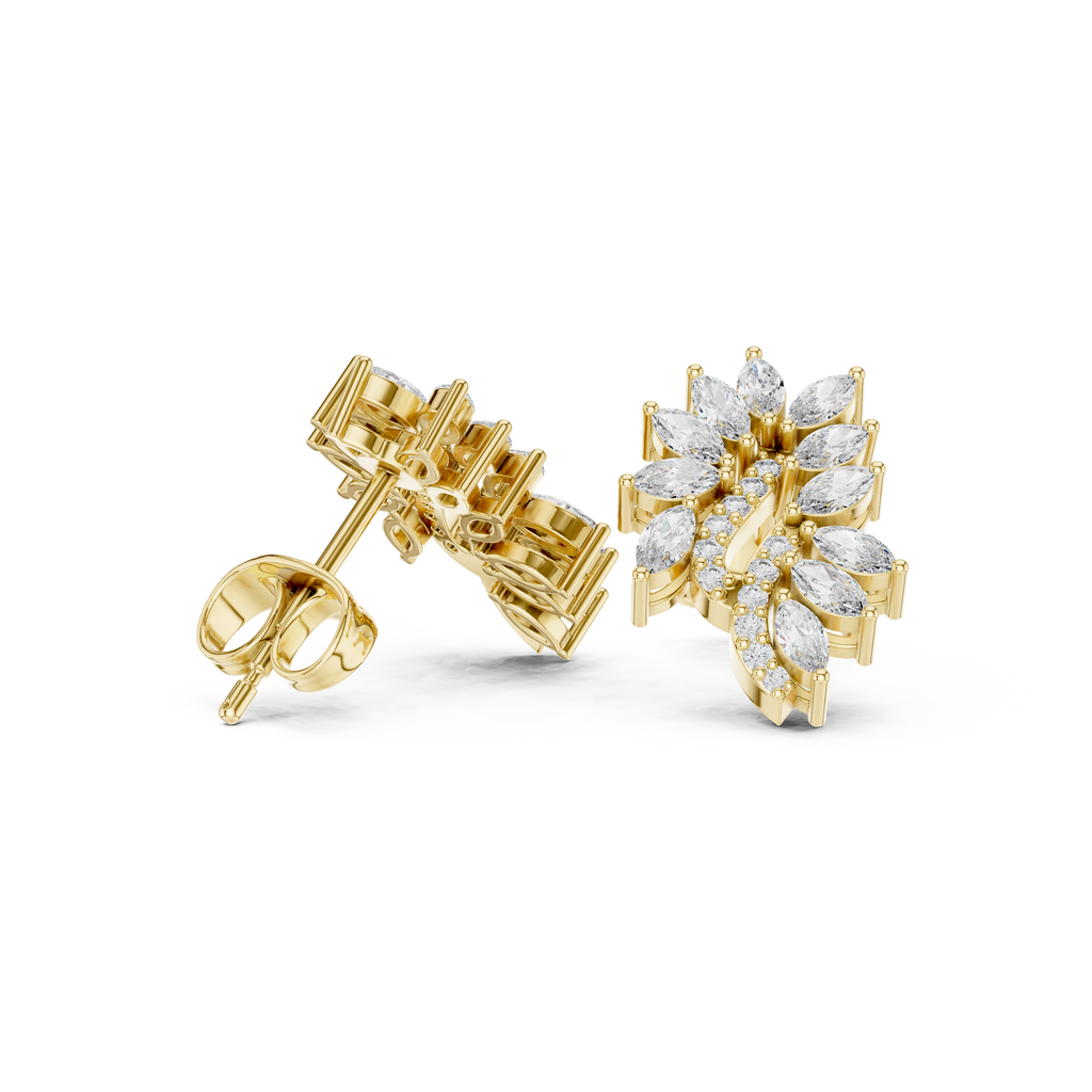 0.61 CT Marquise Diamond Feather Leaf Stud Earrings