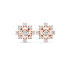 0.83 CT Princess Cut Halo Floral Diamond Stud Earrings