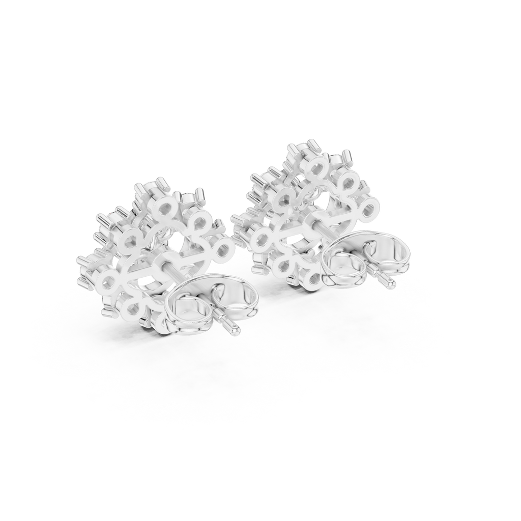 0.83 CT Princess Cut Halo Floral Diamond Stud Earrings