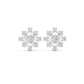 0.83 CT Princess Cut Halo Floral Diamond Stud Earrings