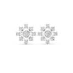 0.83 CT Princess Cut Halo Floral Diamond Stud Earrings