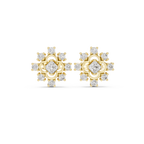 0.83 CT Princess Cut Halo Floral Diamond Stud Earrings