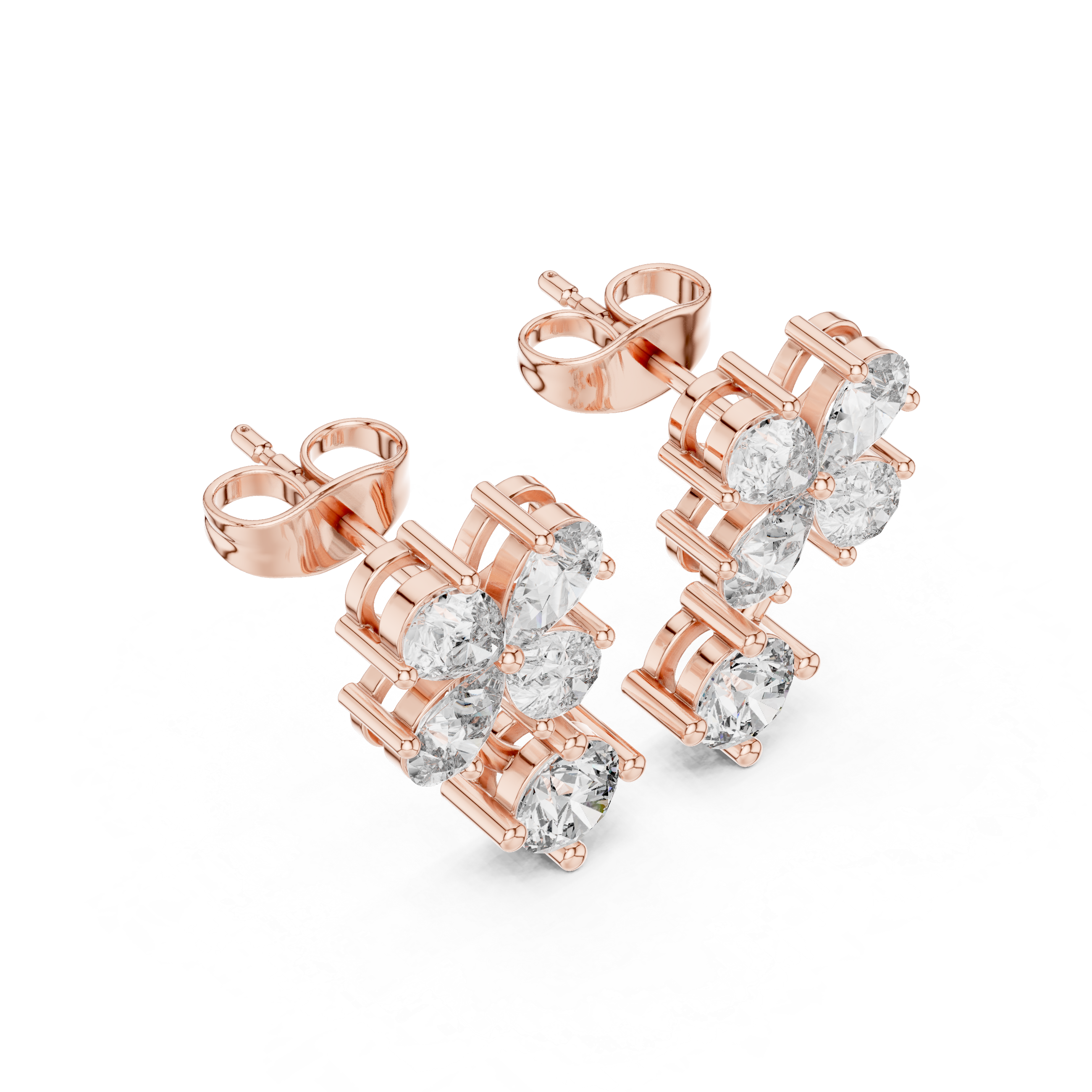 1.72 CT Pear Diamond Floral Drop Stud Earrings