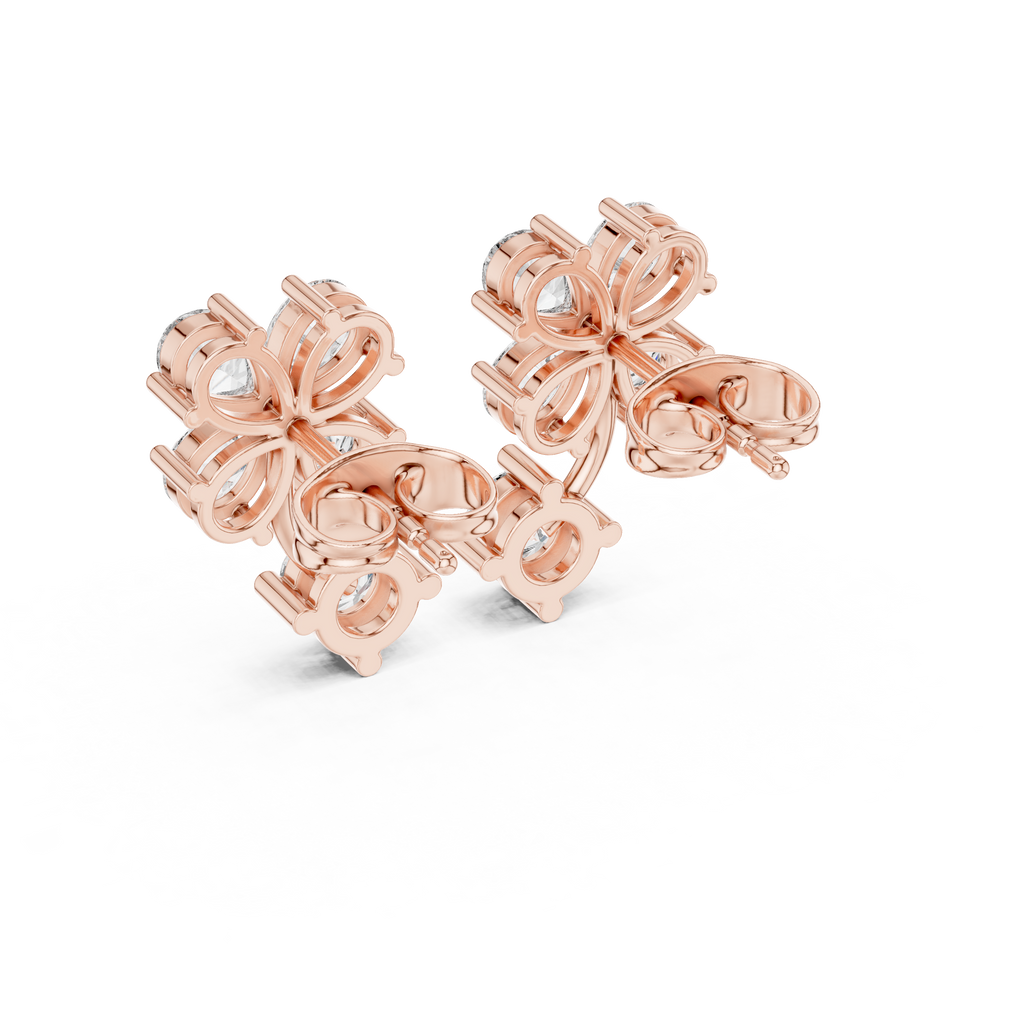1.72 CT Pear Diamond Floral Drop Stud Earrings