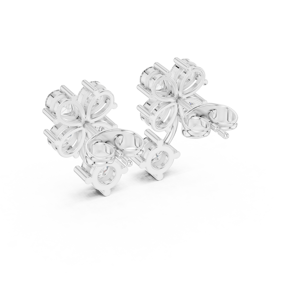 1.72 CT Pear Diamond Floral Drop Stud Earrings