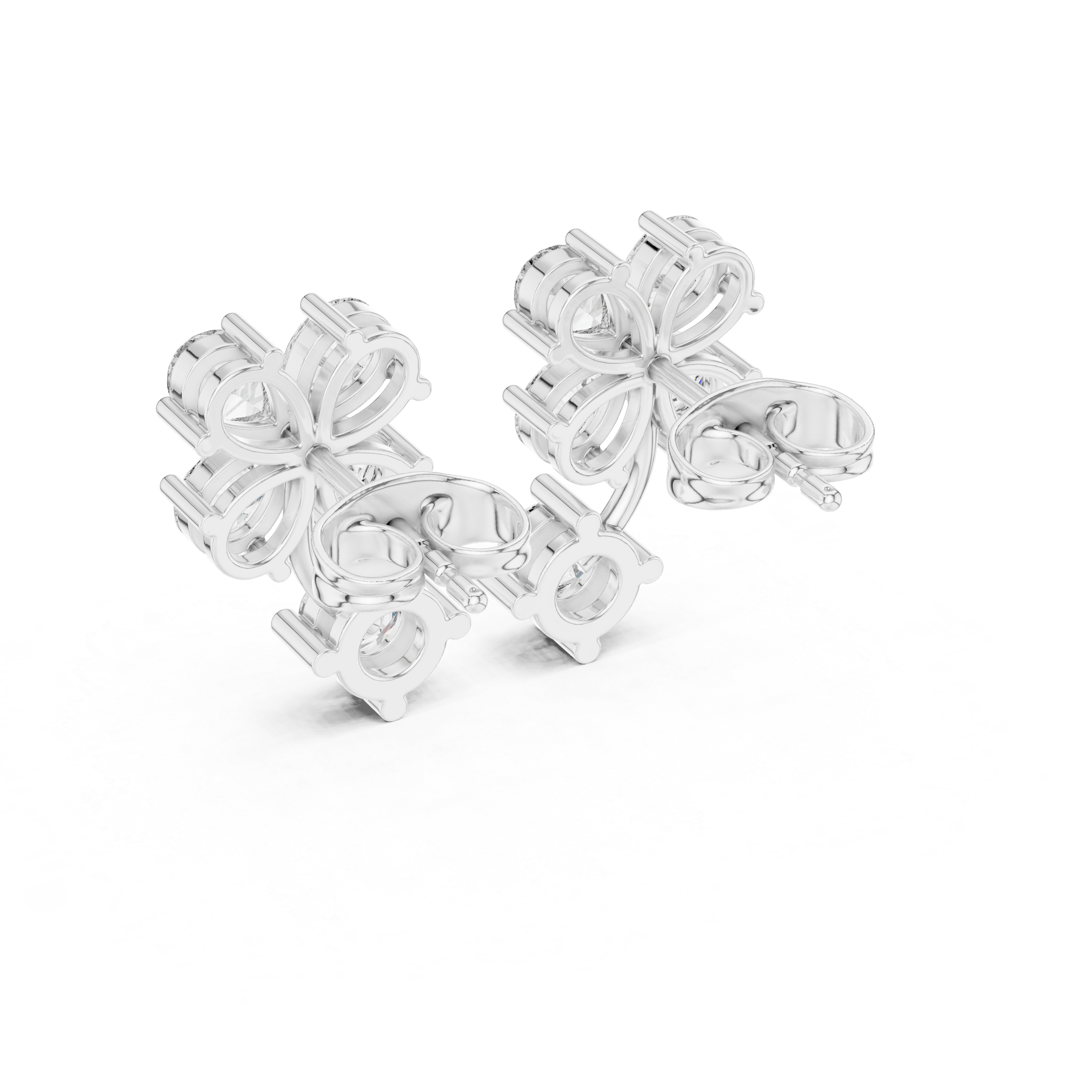 1.72 CT Pear Diamond Floral Drop Stud Earrings