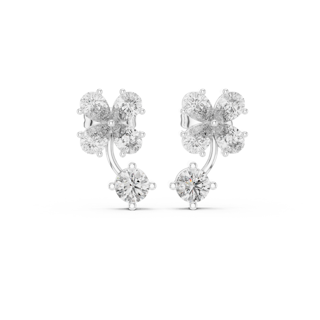 1.72 CT Pear Diamond Floral Drop Stud Earrings