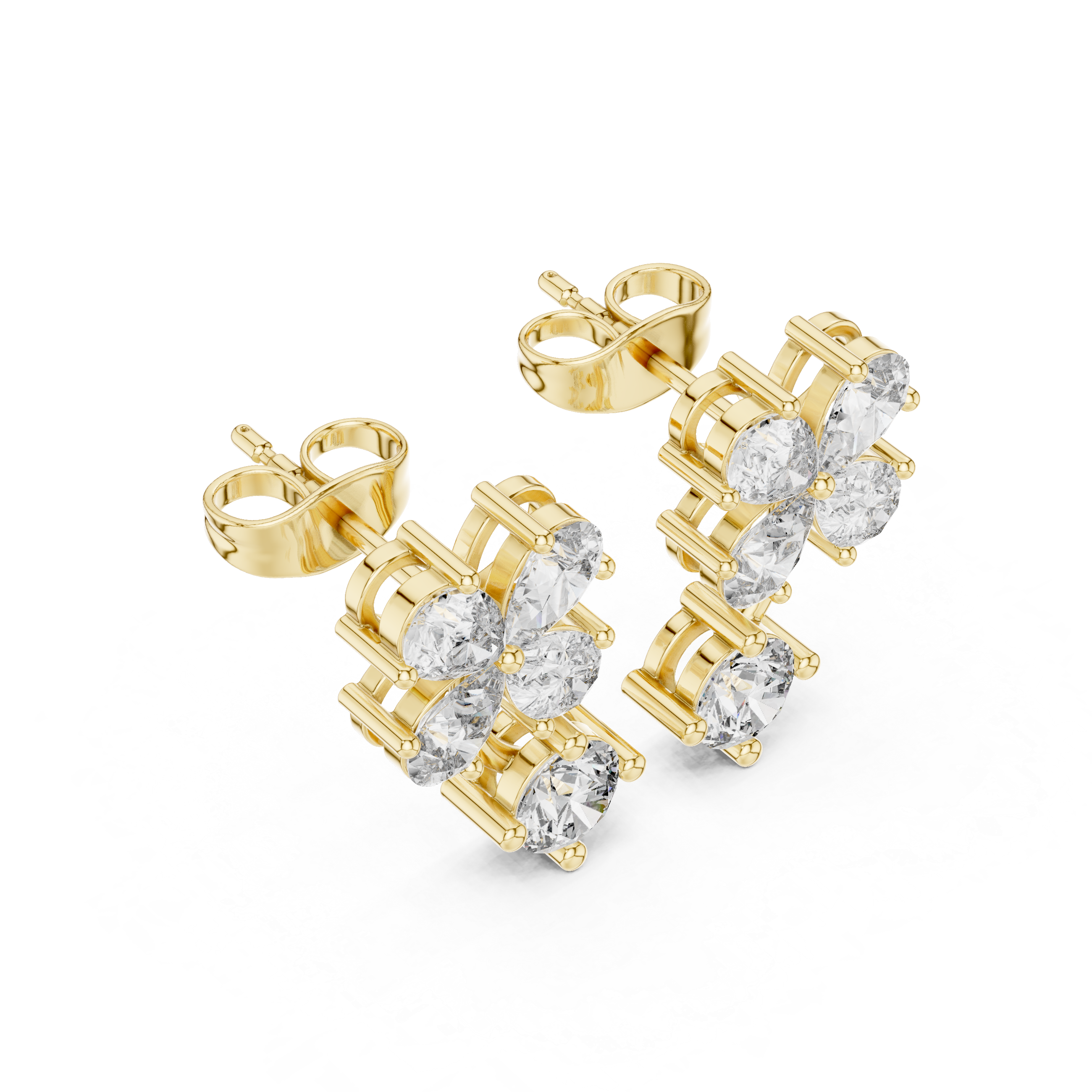 1.72 CT Pear Diamond Floral Drop Stud Earrings