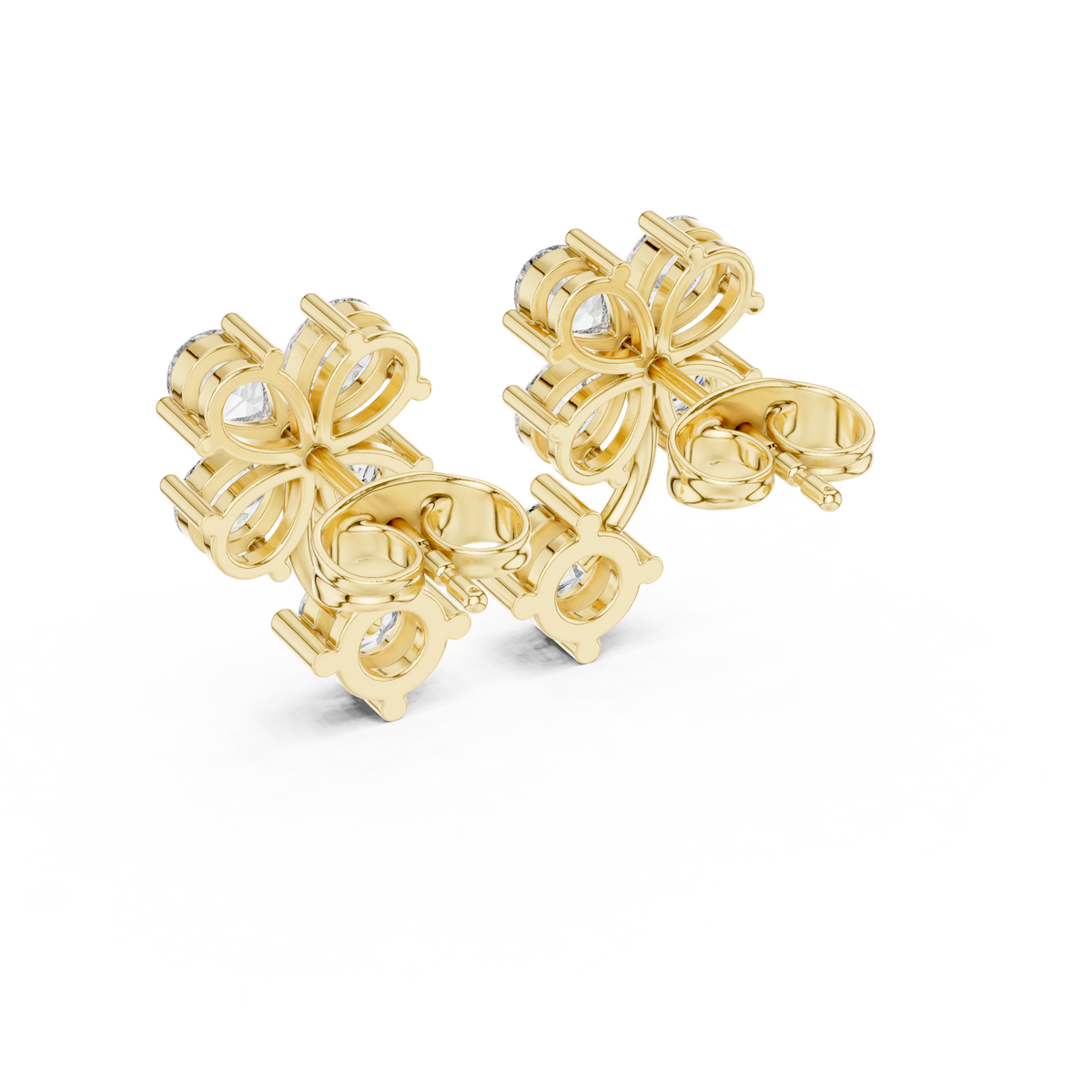 Pear Diamond Floral Drop Stud Earrings, studio shot — Jewelix Atelier