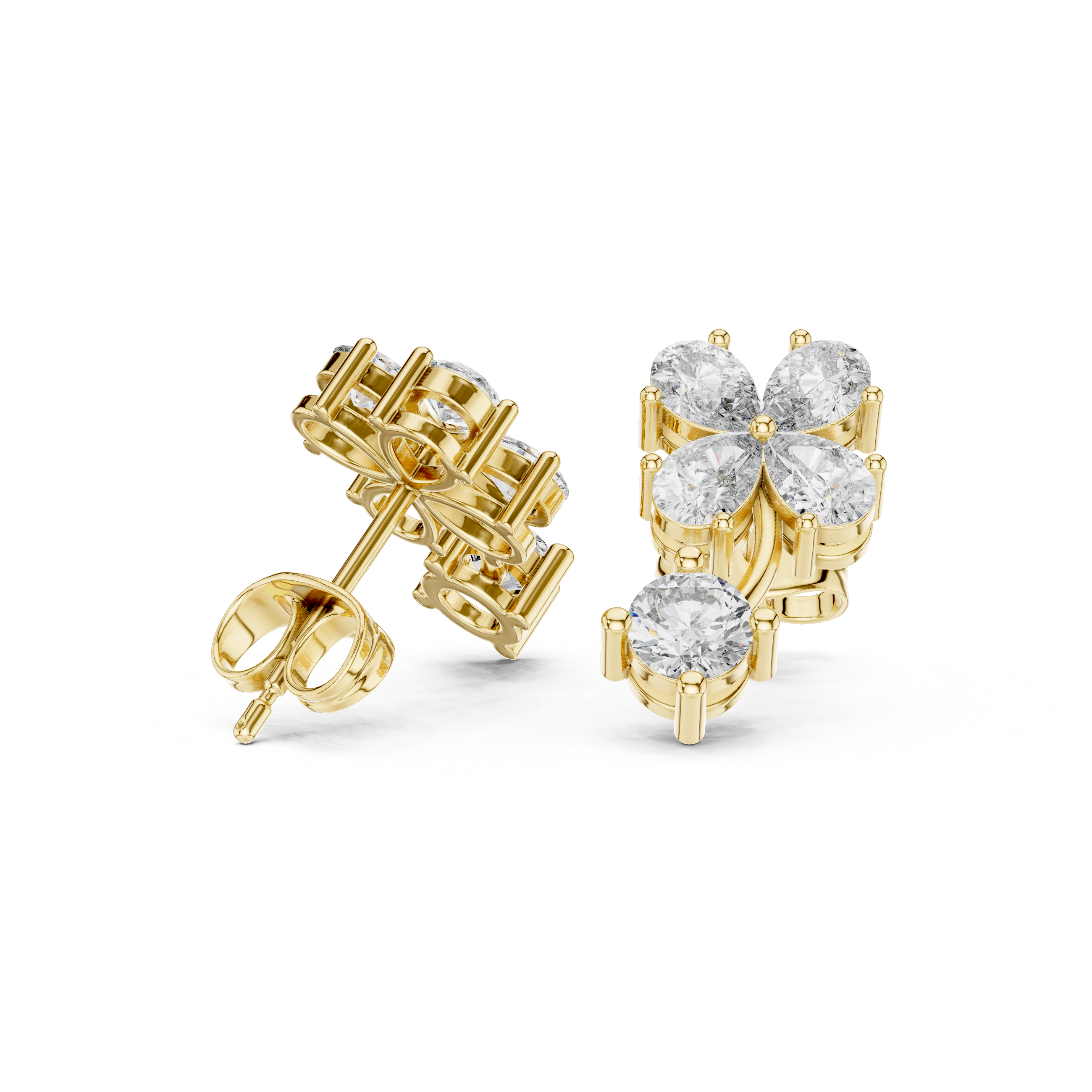 1.72 CT Pear Diamond Floral Drop Stud Earrings