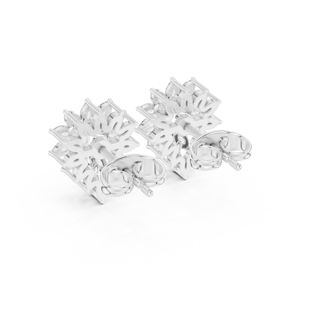 0.62 CT Marquise Diamond Floral Burst Stud Earrings