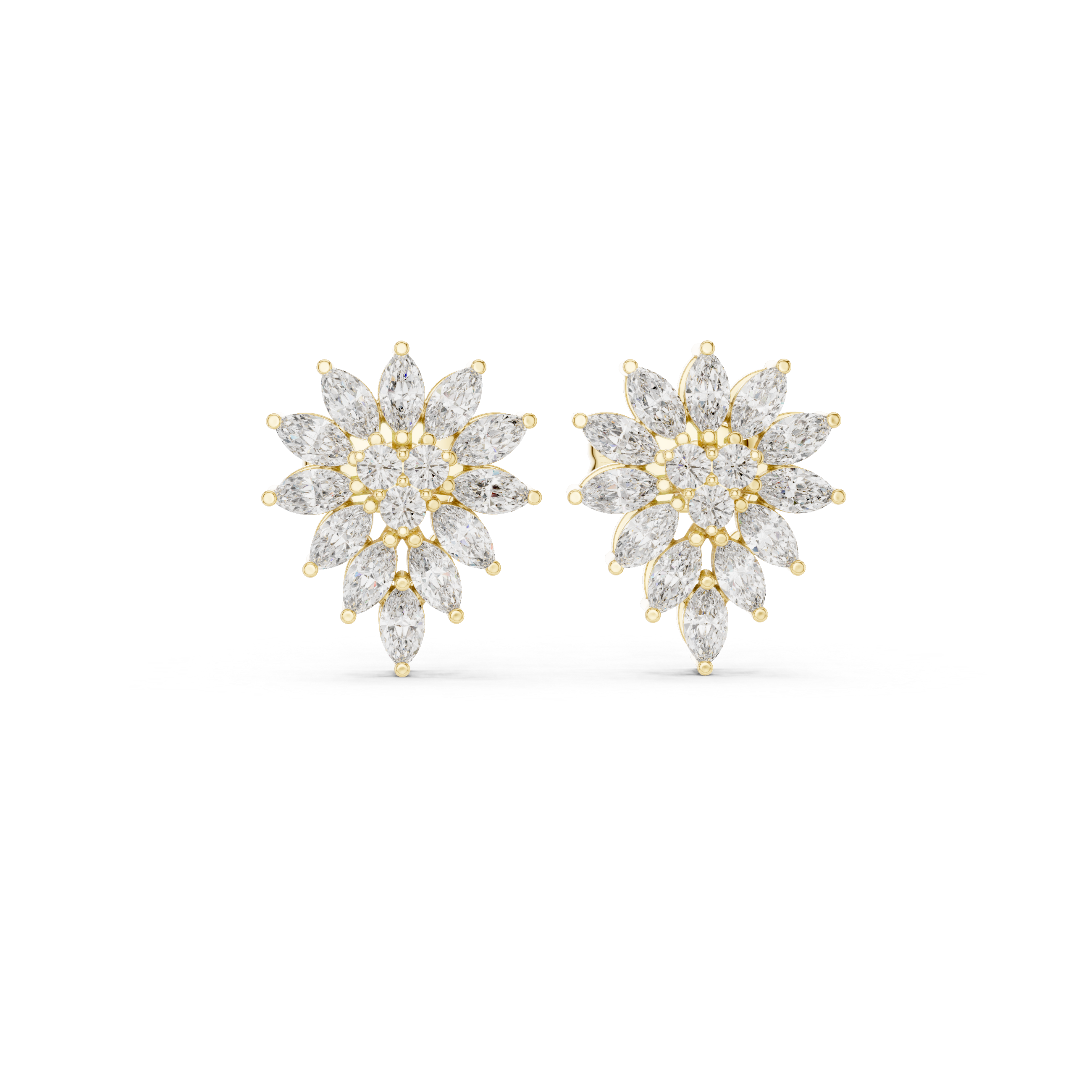 0.62 CT Marquise Diamond Floral Burst Stud Earrings