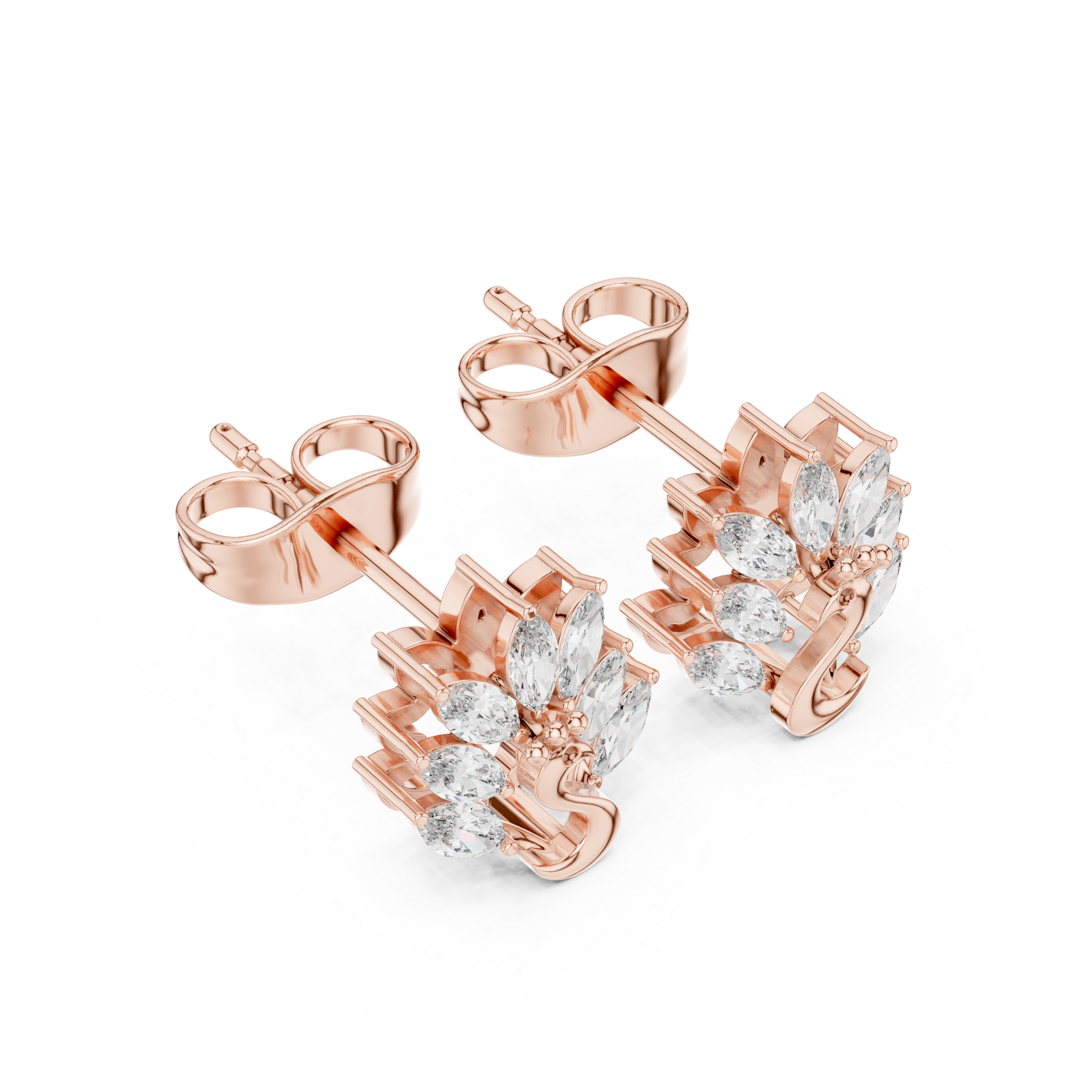 0.31 CT Marquise Diamond Swan Motif Stud Earrings