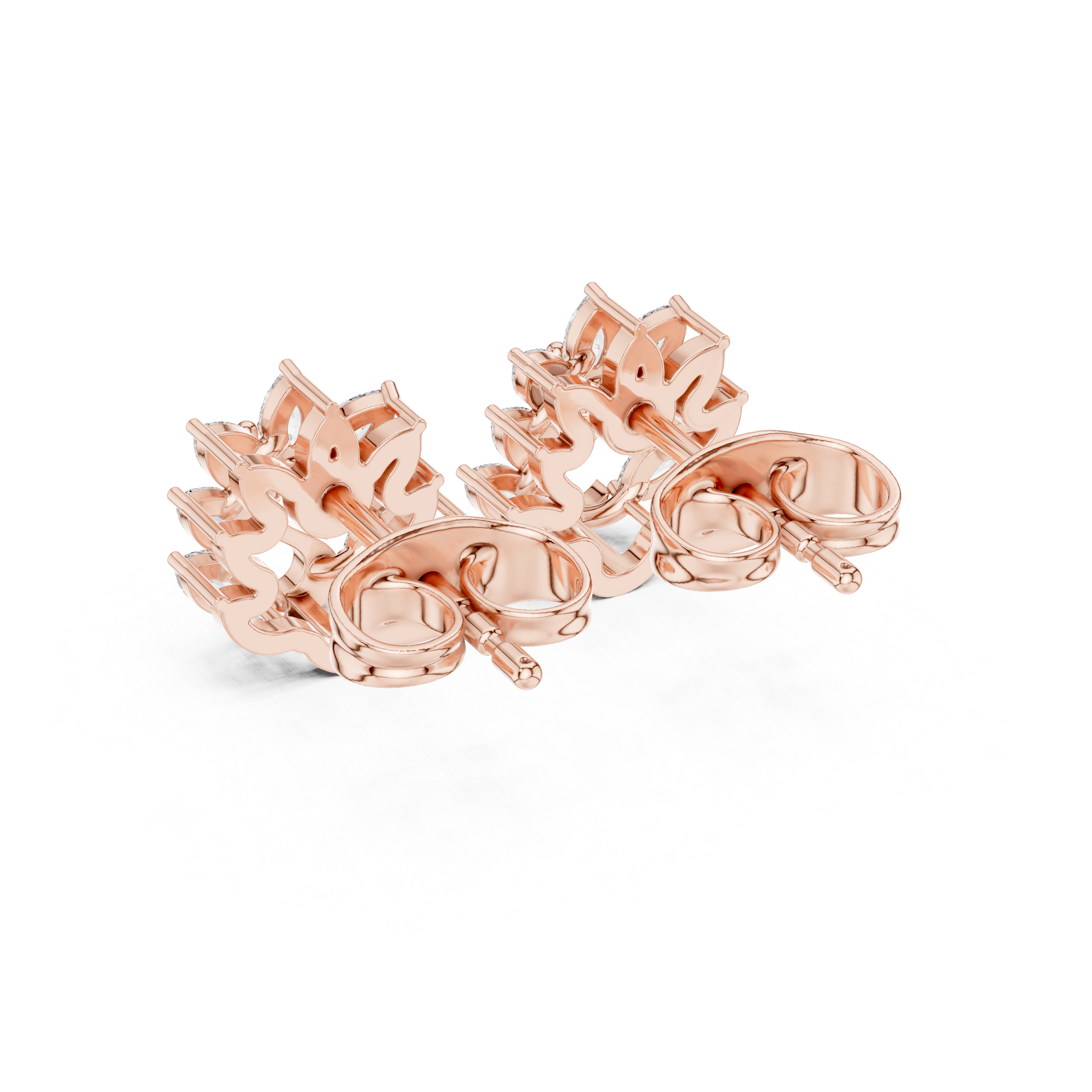0.31 CT Marquise Diamond Swan Motif Stud Earrings