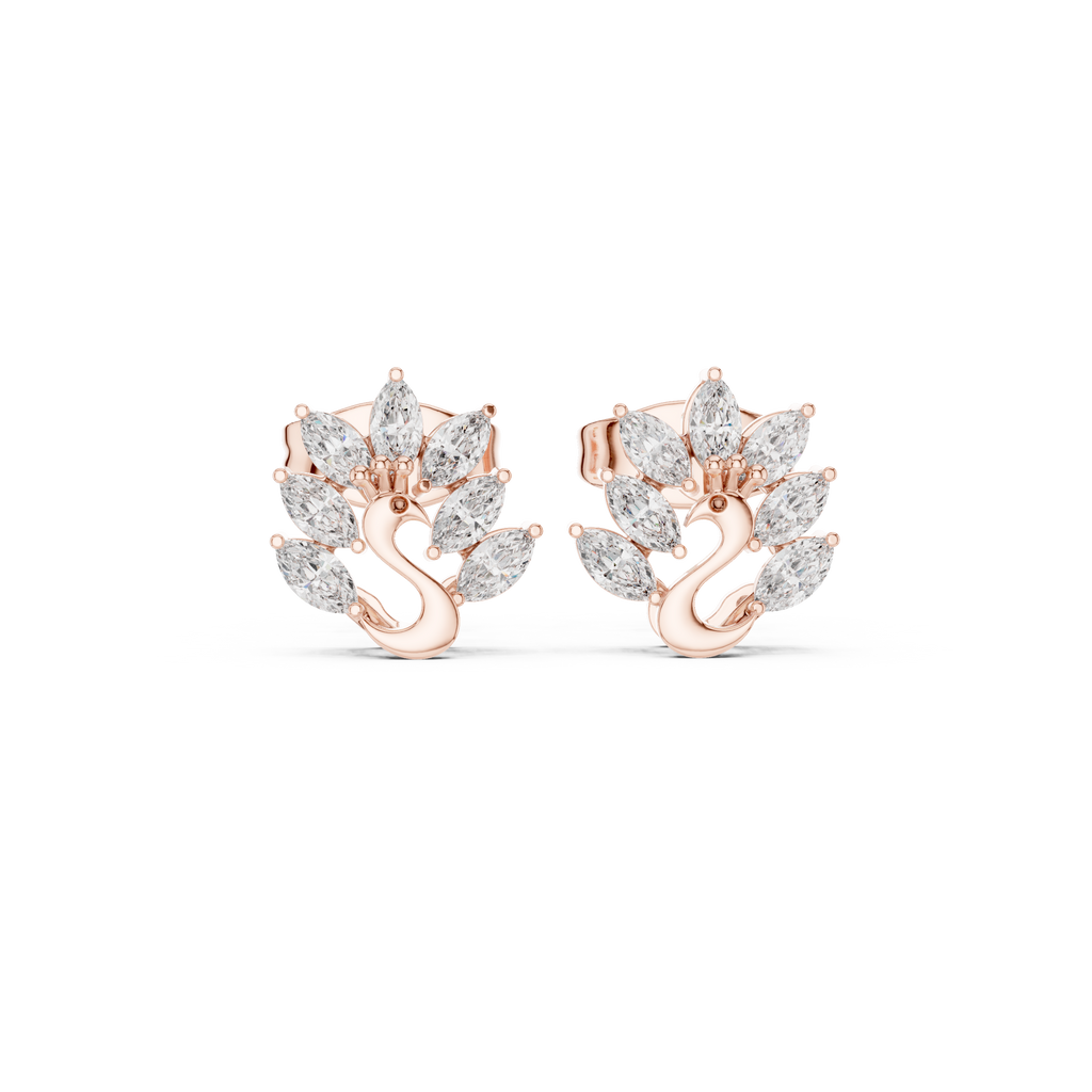 0.31 CT Marquise Diamond Swan Motif Stud Earrings
