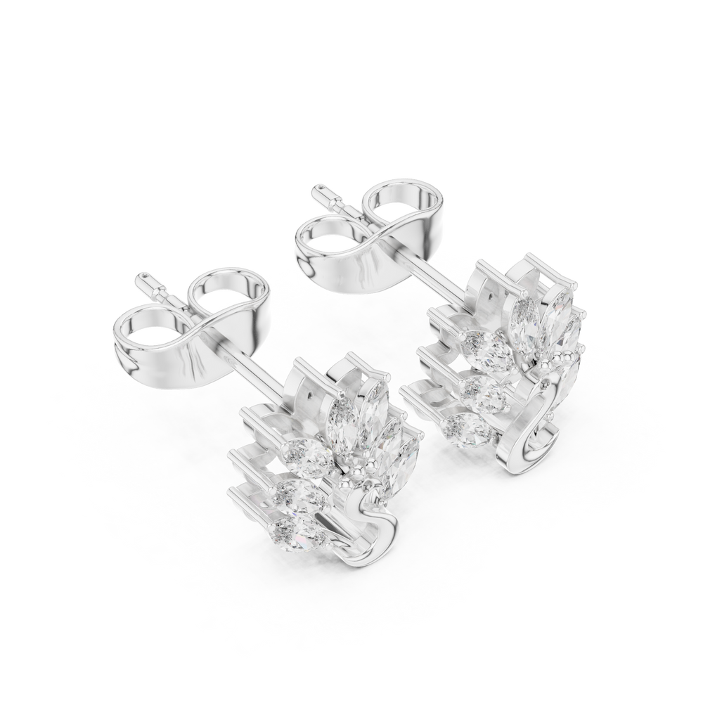 0.31 CT Marquise Diamond Swan Motif Stud Earrings
