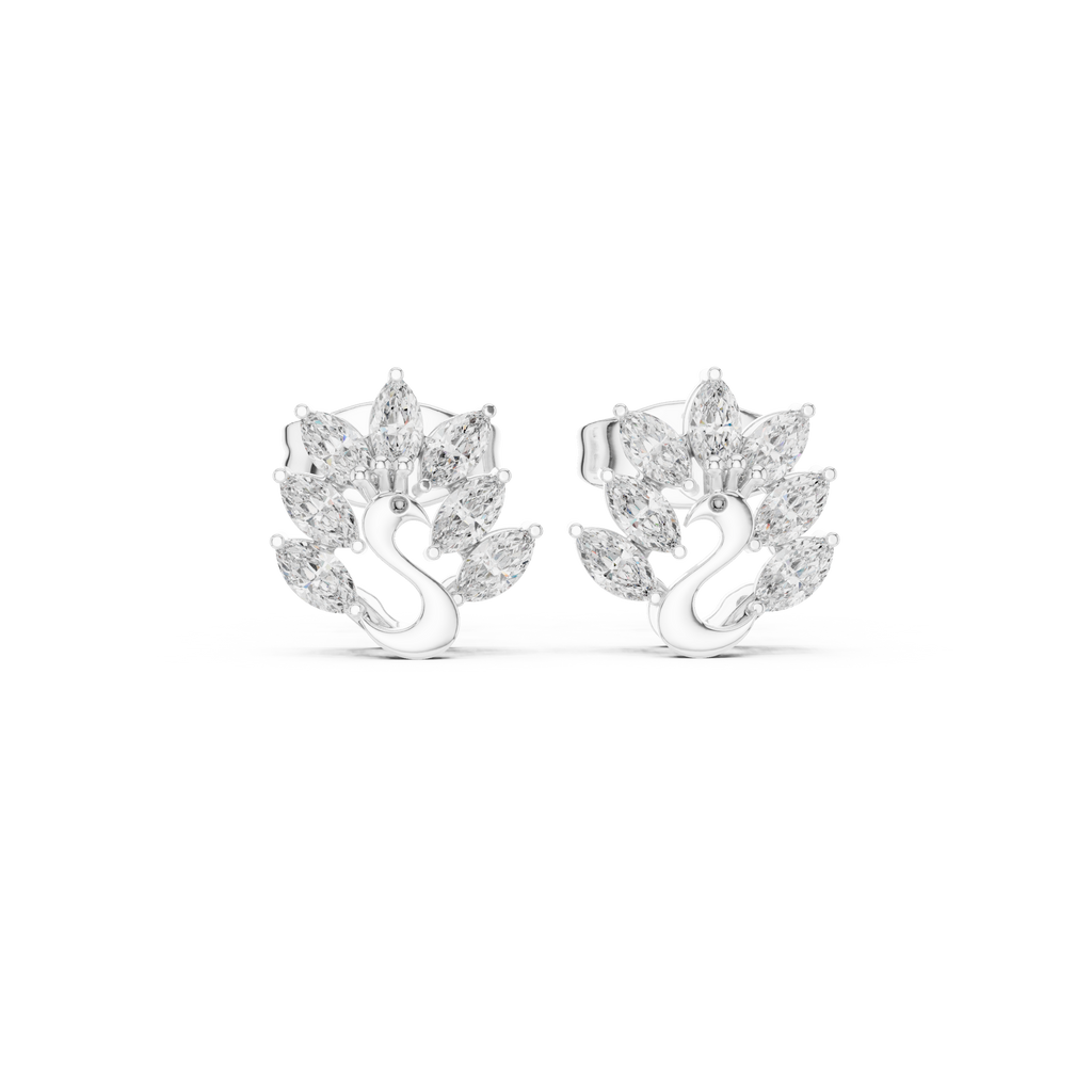 0.31 CT Marquise Diamond Swan Motif Stud Earrings