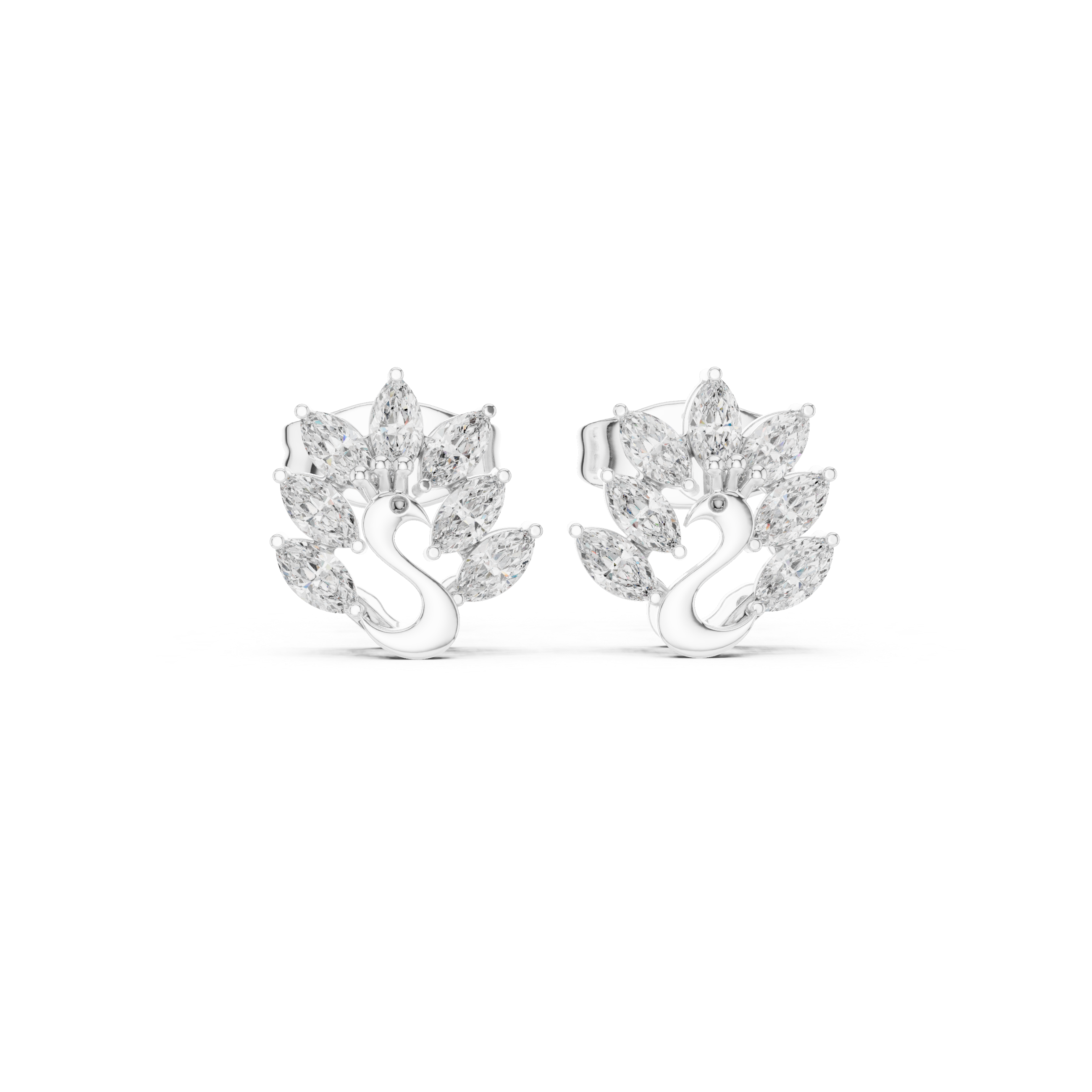 0.31 CT Marquise Diamond Swan Motif Stud Earrings