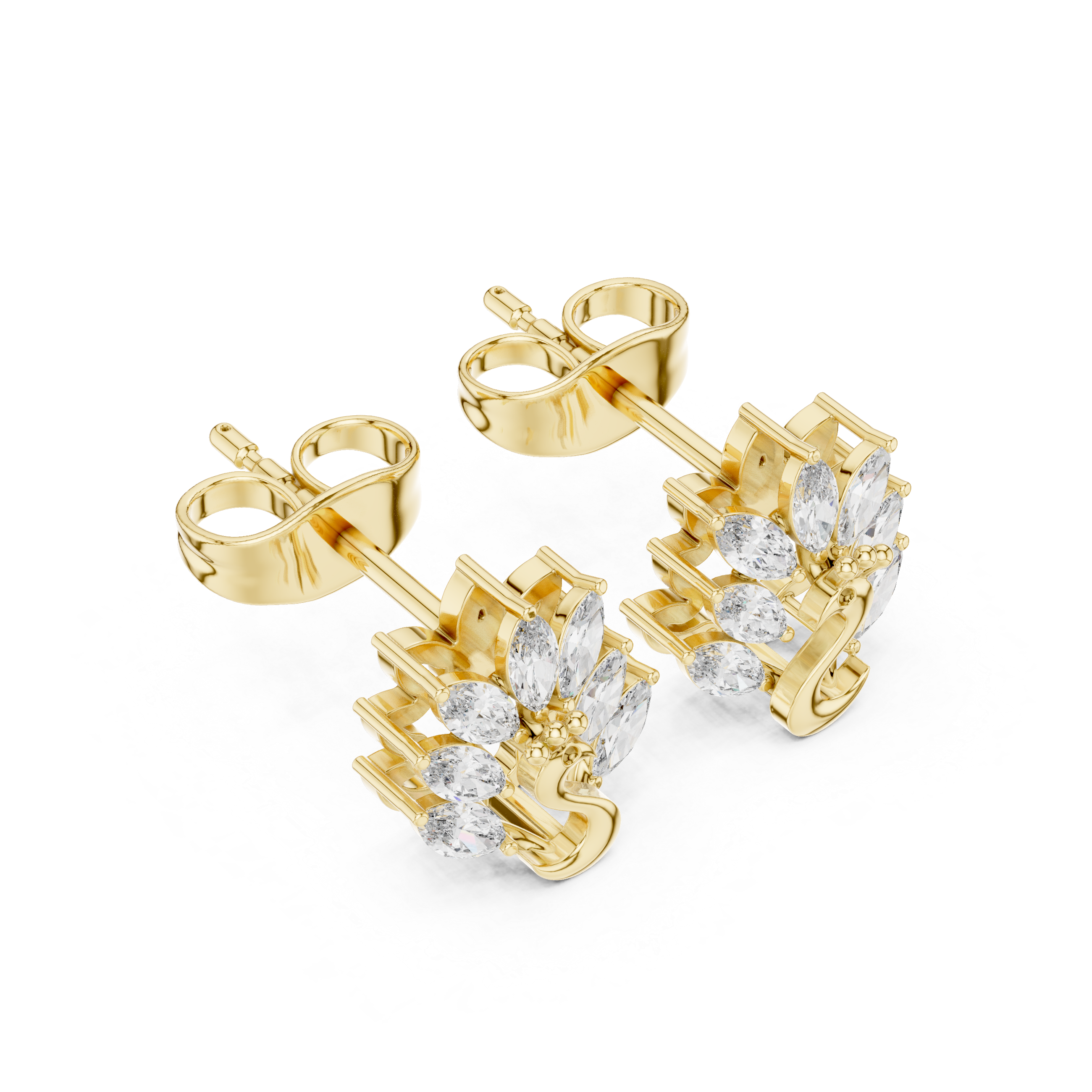 0.31 CT Marquise Diamond Swan Motif Stud Earrings