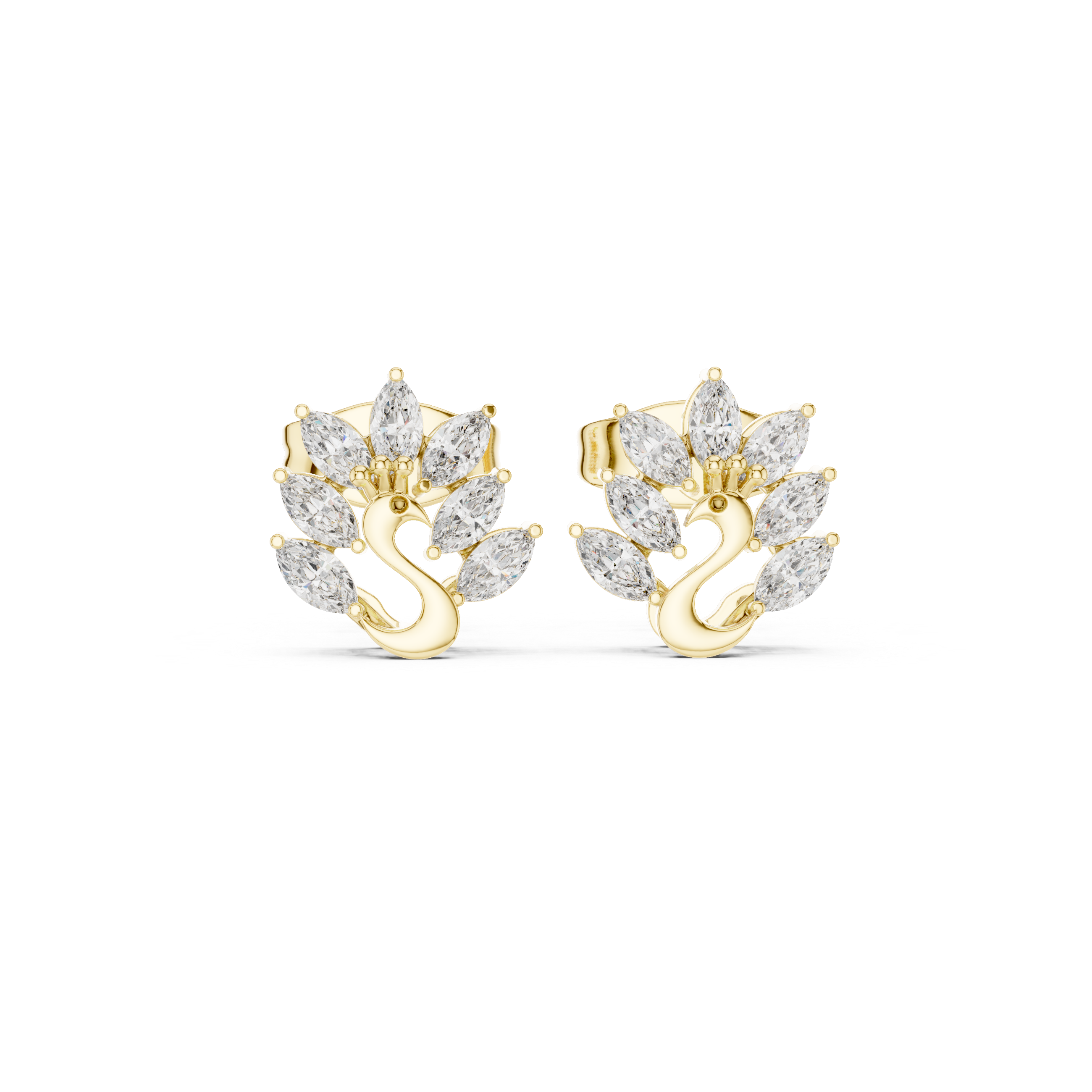0.31 CT Marquise Diamond Swan Motif Stud Earrings