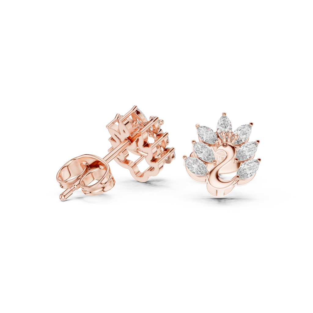 0.31 CT Marquise Diamond Swan Motif Stud Earrings