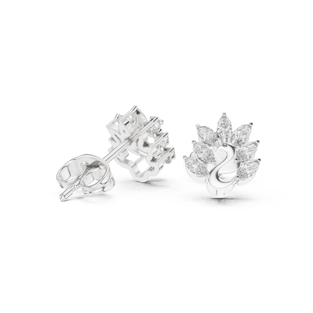 0.31 CT Marquise Diamond Swan Motif Stud Earrings