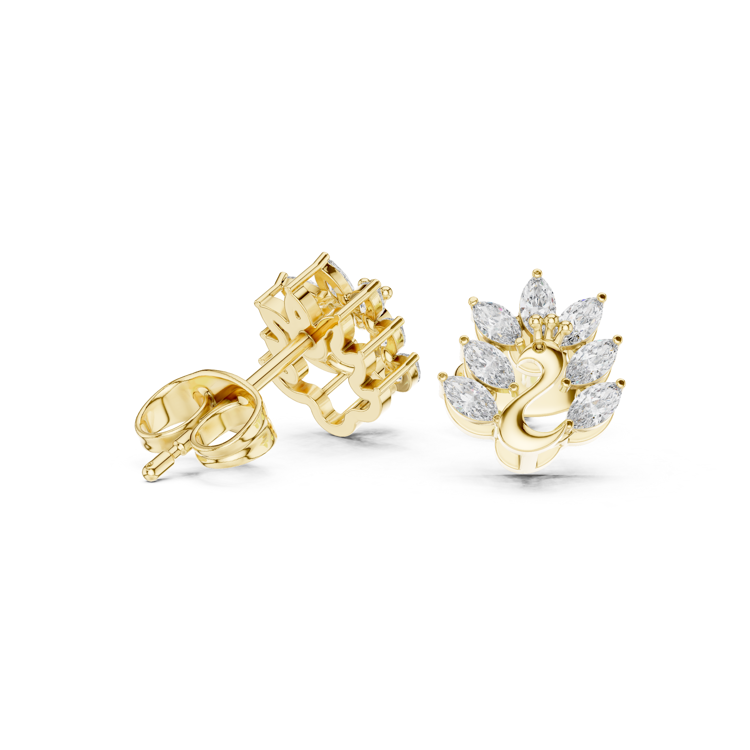0.31 CT Marquise Diamond Swan Motif Stud Earrings