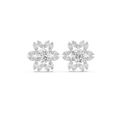 0.96 CT Round & Marquise Diamond Sunburst Floral Stud Earrings