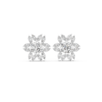 0.96 CT Round & Marquise Diamond Sunburst Floral Stud Earrings