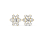 0.96 CT Round & Marquise Diamond Sunburst Floral Stud Earrings