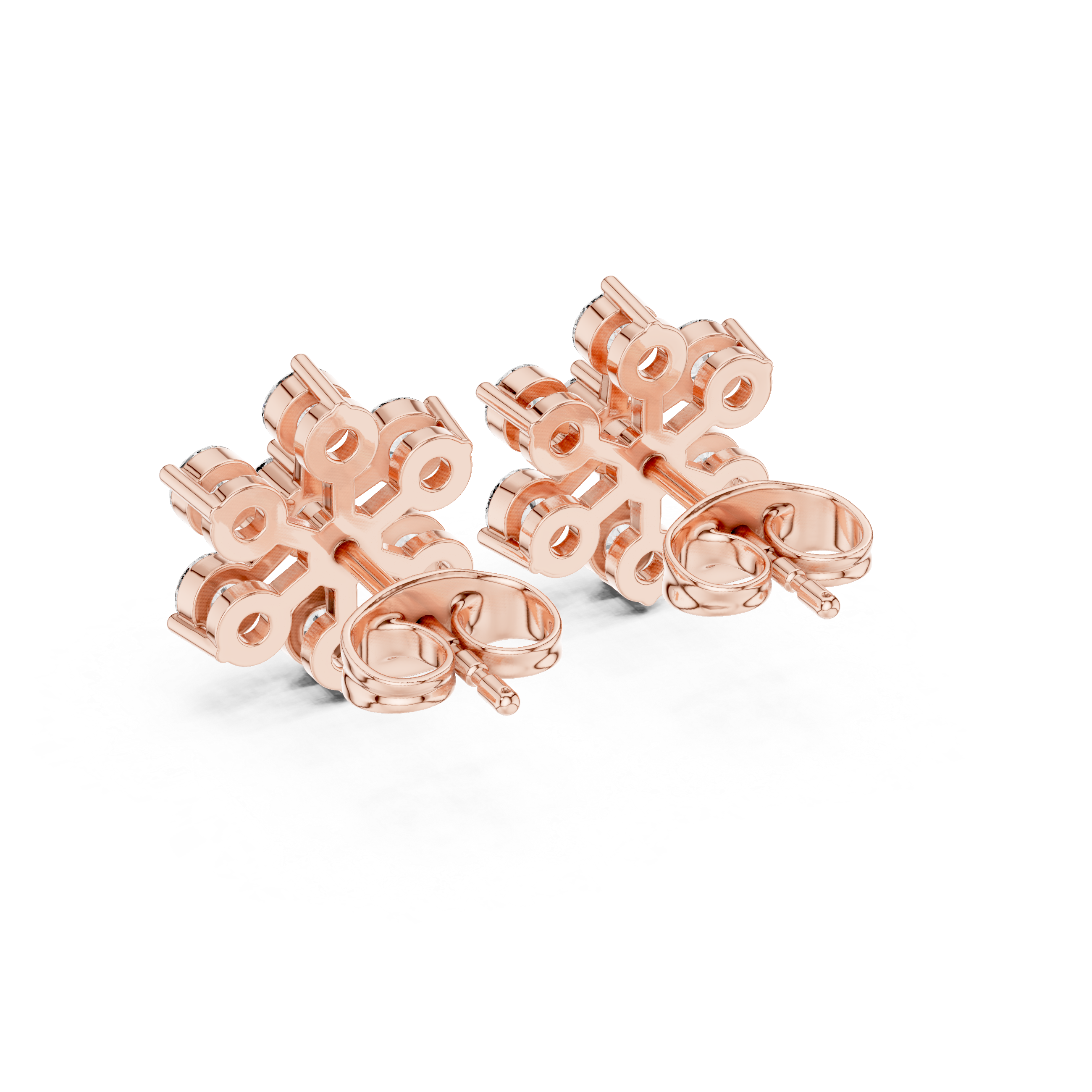 0.91 CT Round Diamond Floral Cluster Stud Earrings