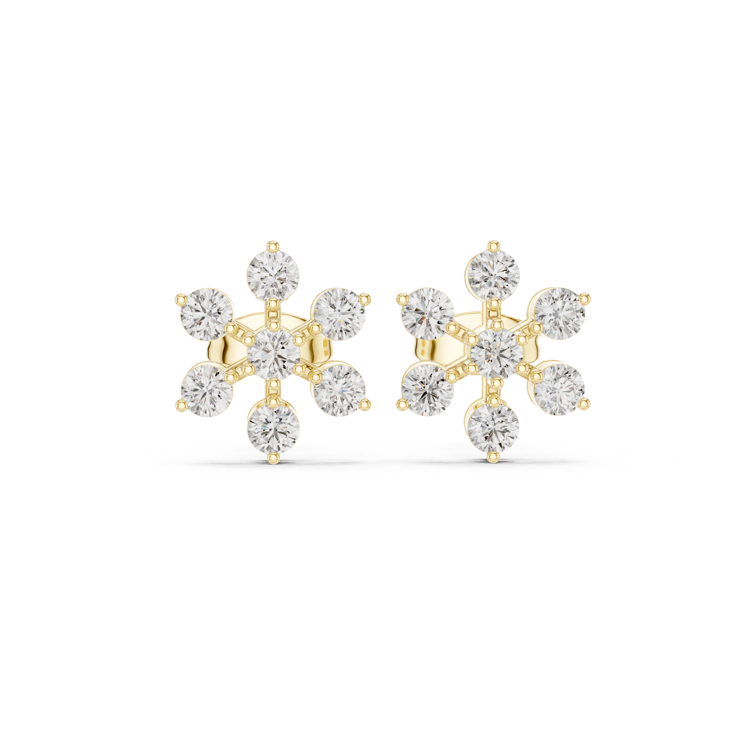 0.91 CT Round Diamond Floral Cluster Stud Earrings
