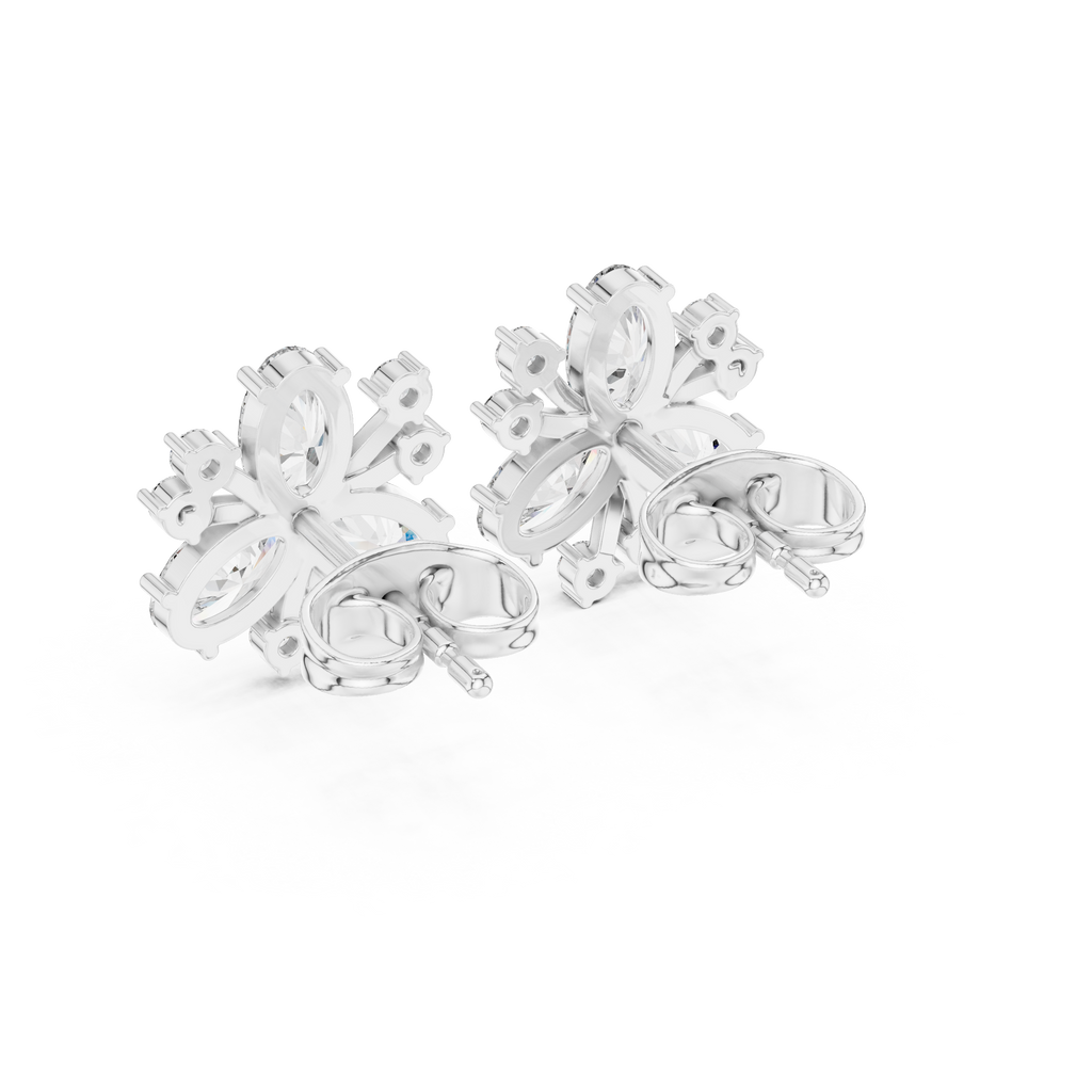 1.16 CT Oval Floral Diamond Stud Earrings