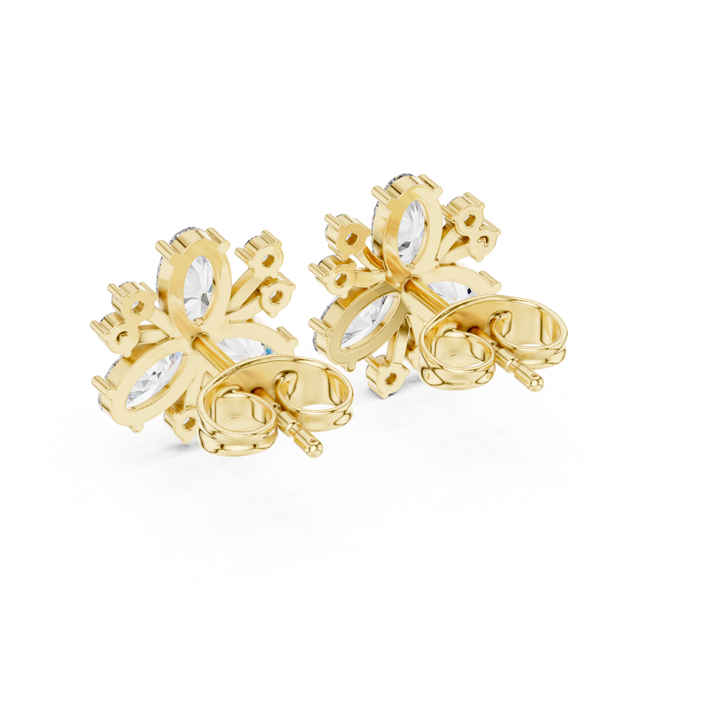 1.16 CT Oval Floral Diamond Stud Earrings