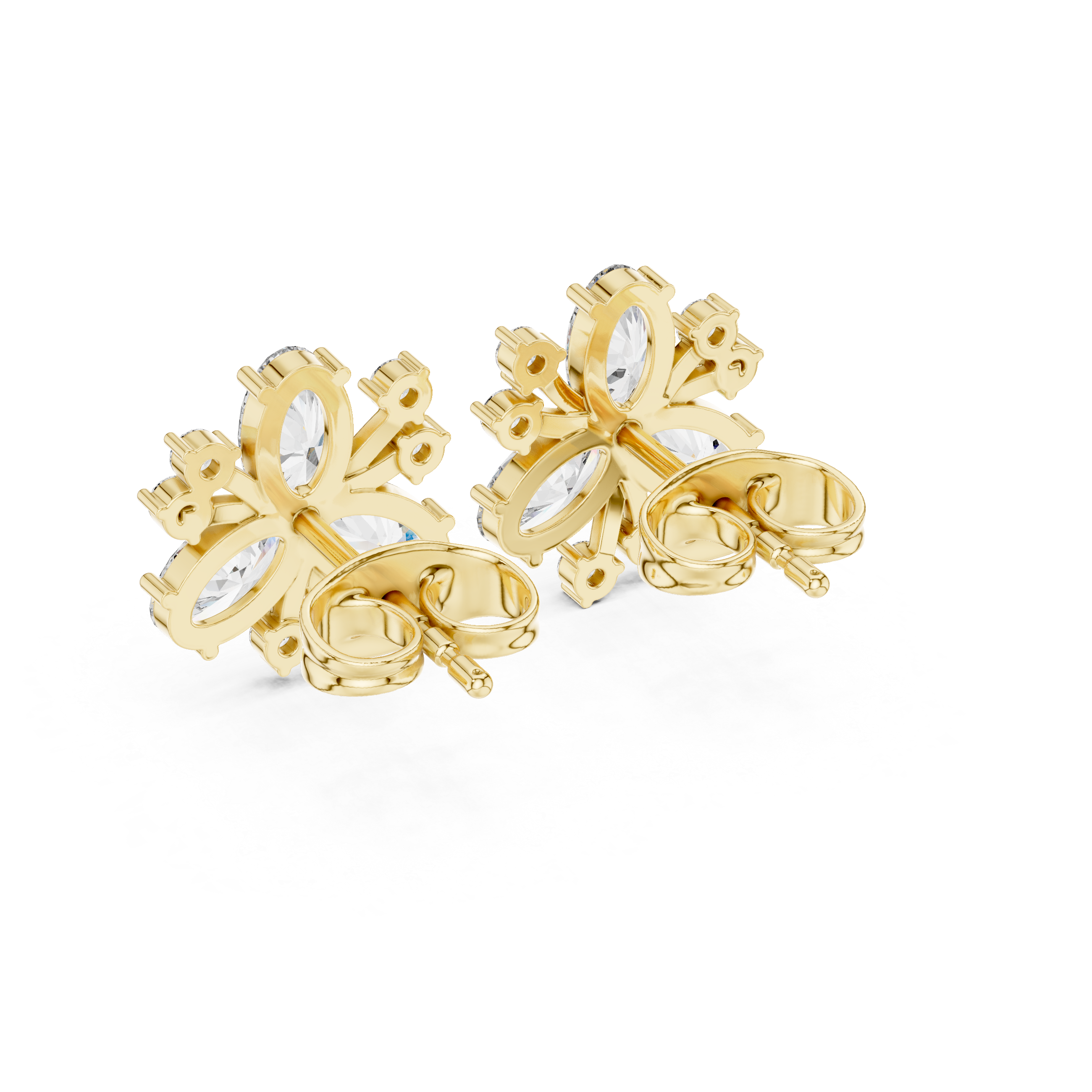 1.16 CT Oval Floral Diamond Stud Earrings