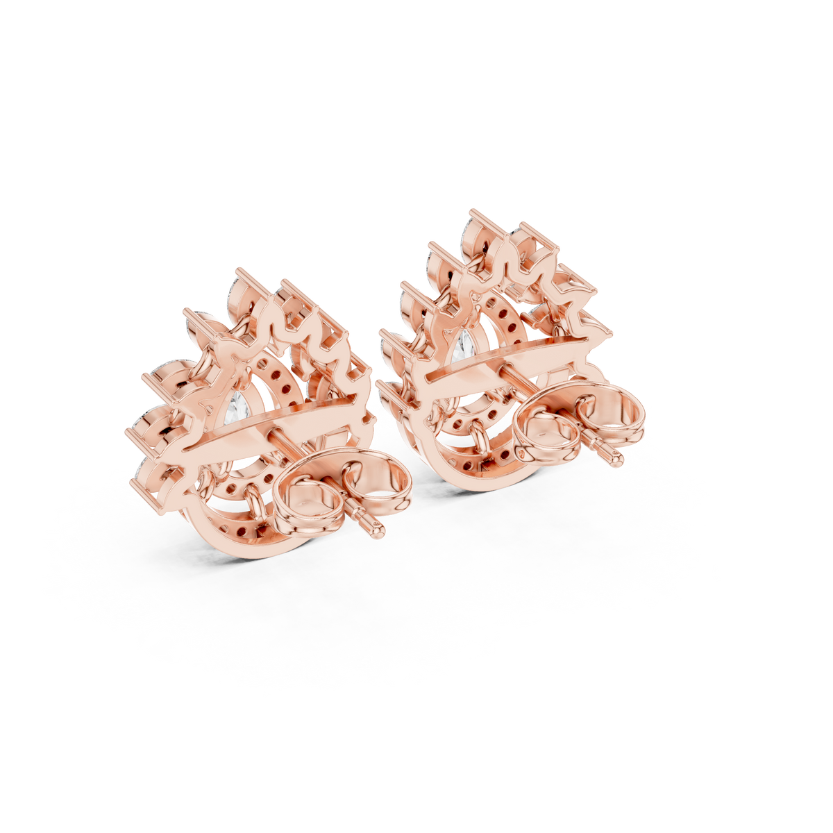 Pear Halo Diamond Drop Stud Earrings, lifestyle view — Jewelix Atelier