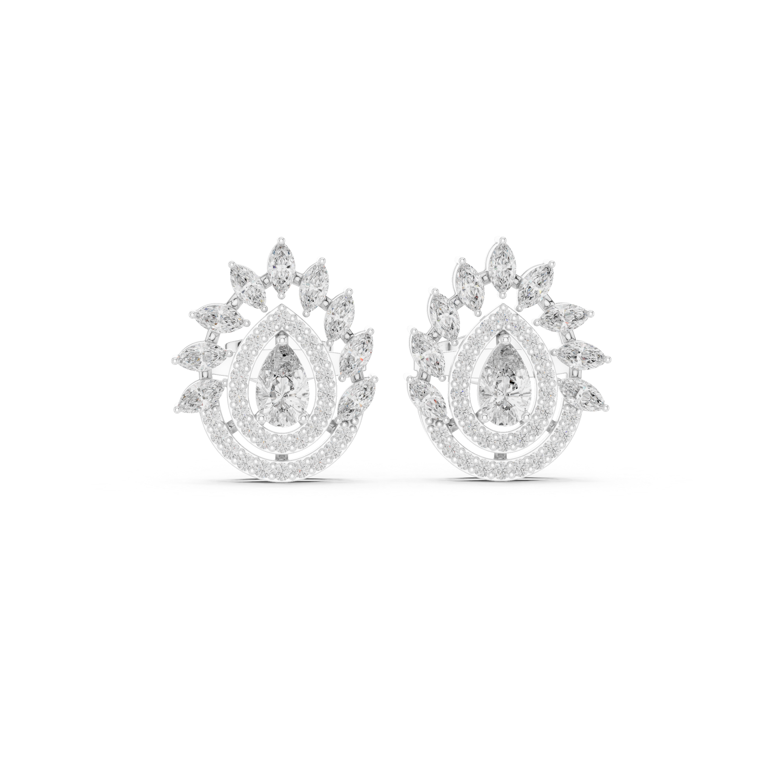 1.01 CT Pear Halo Diamond Drop Stud Earrings