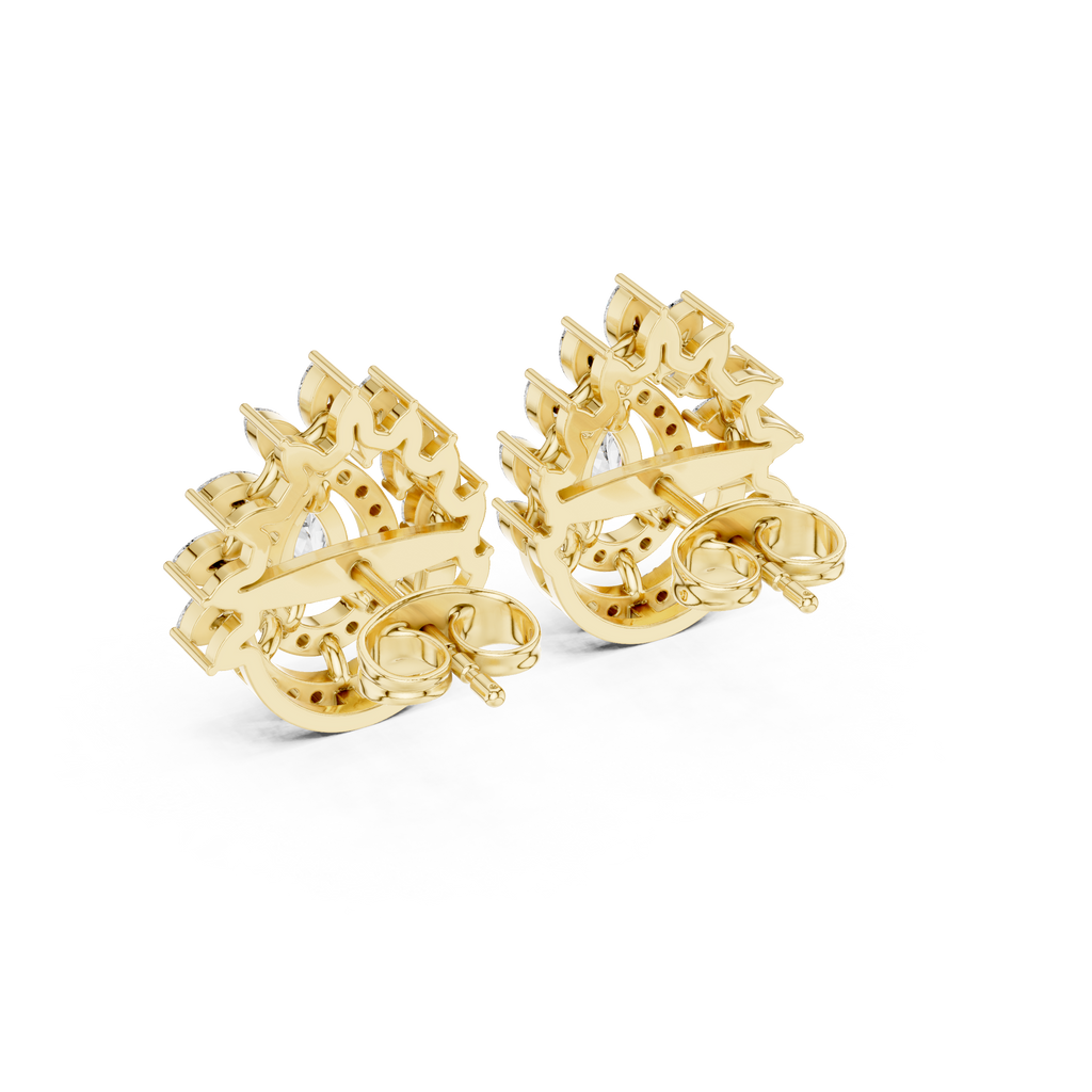 1.01 CT Pear Halo Diamond Drop Stud Earrings