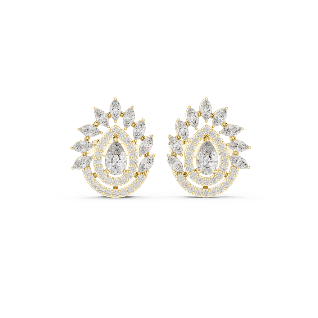 1.01 CT Pear Halo Diamond Drop Stud Earrings