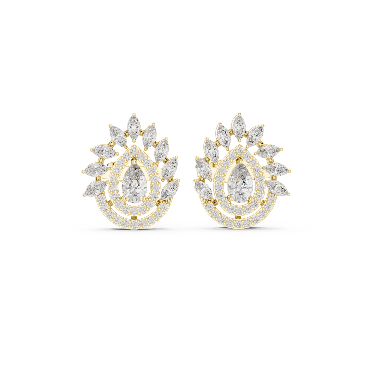 Pear Halo Diamond Drop Stud Earrings, additional photo — Jewelix Atelier