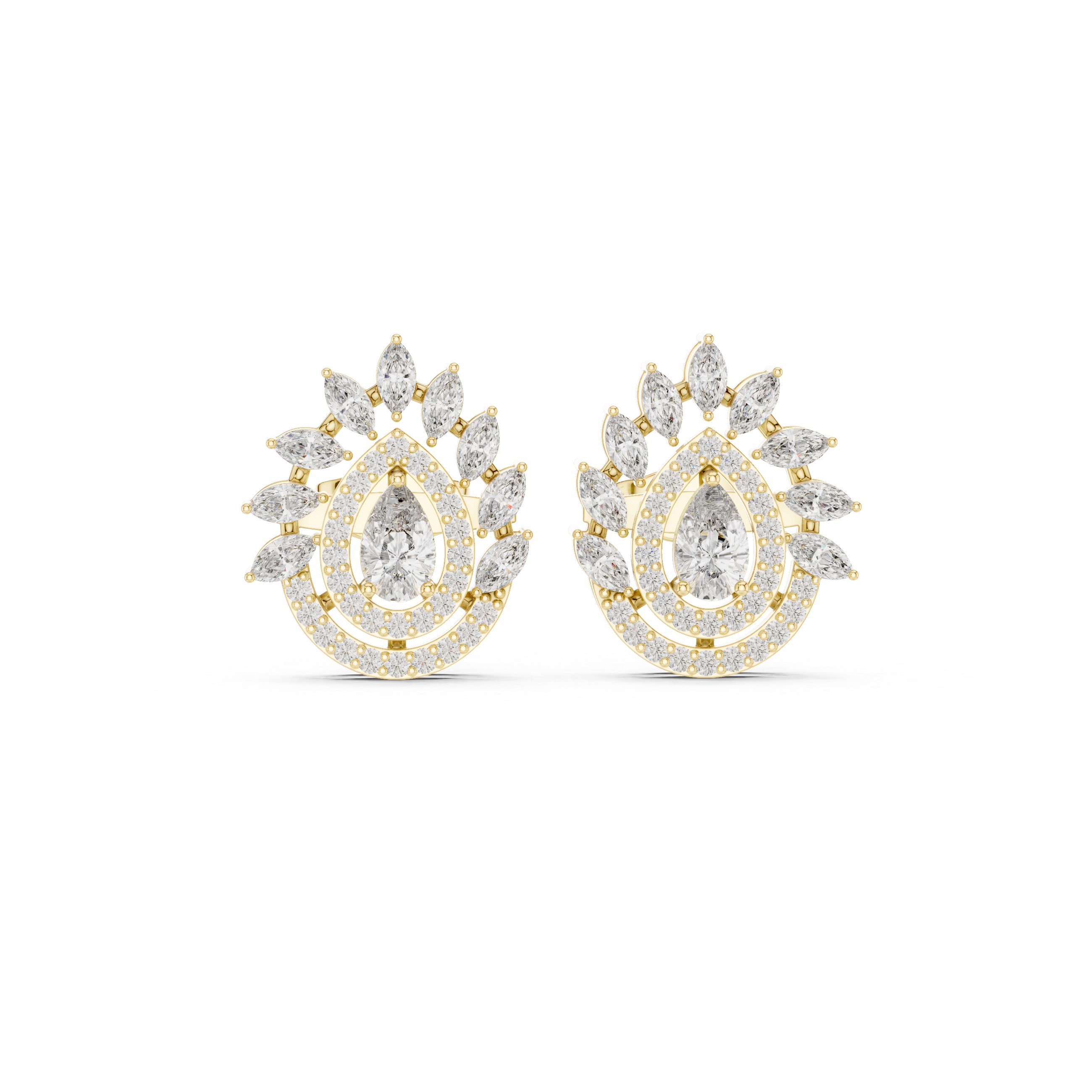 1.01 CT Pear Halo Diamond Drop Stud Earrings