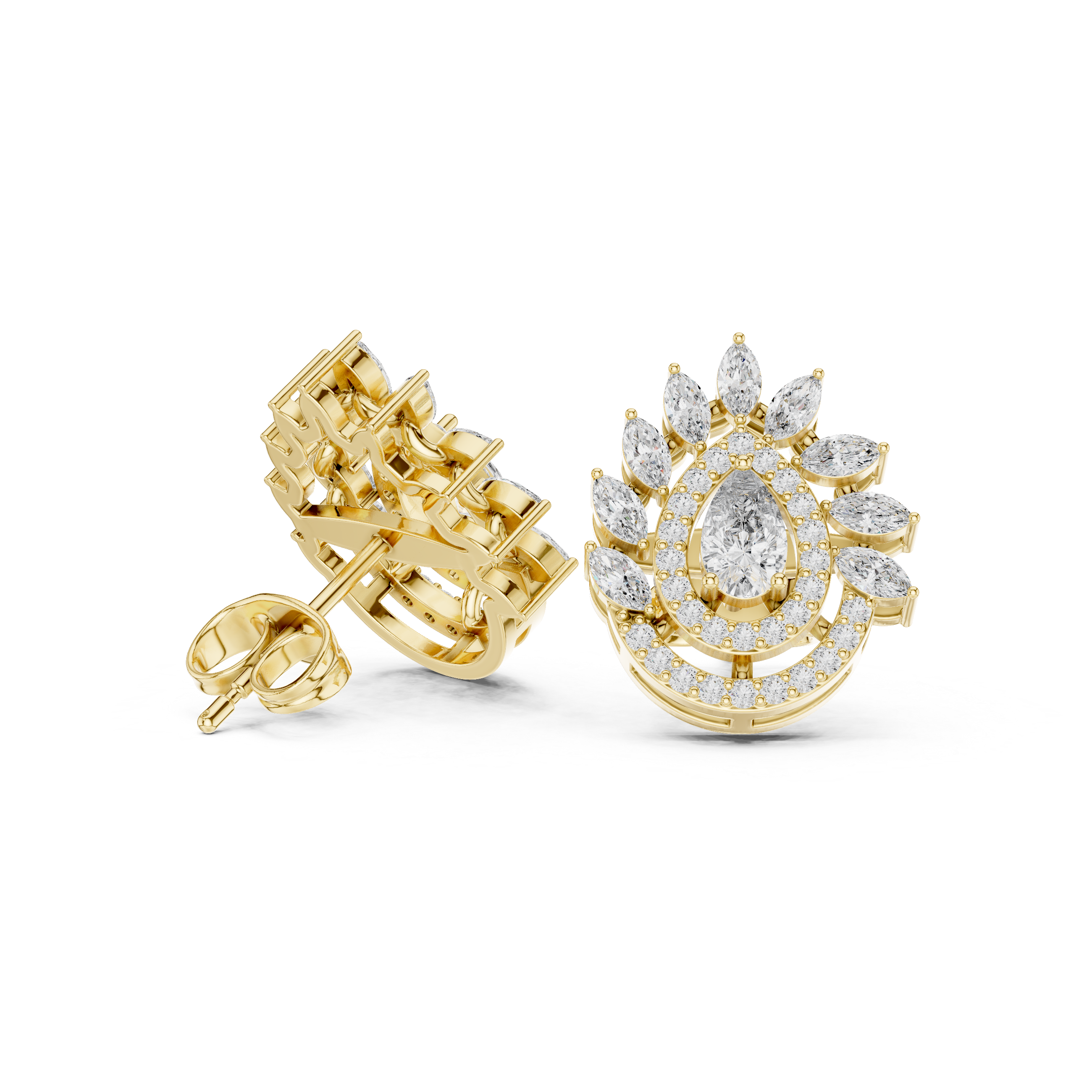 1.01 CT Pear Halo Diamond Drop Stud Earrings