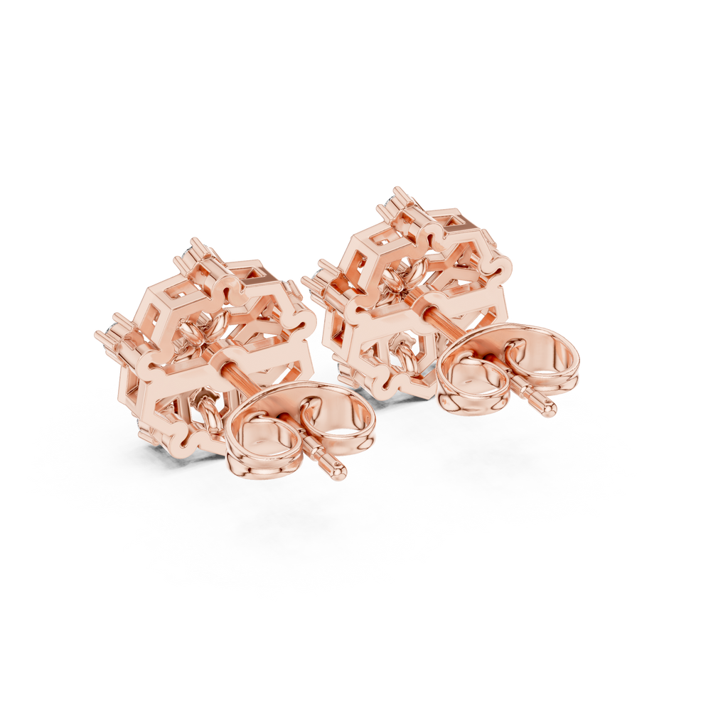 0.21 CT Hexagon Cluster Diamond Stud Earrings