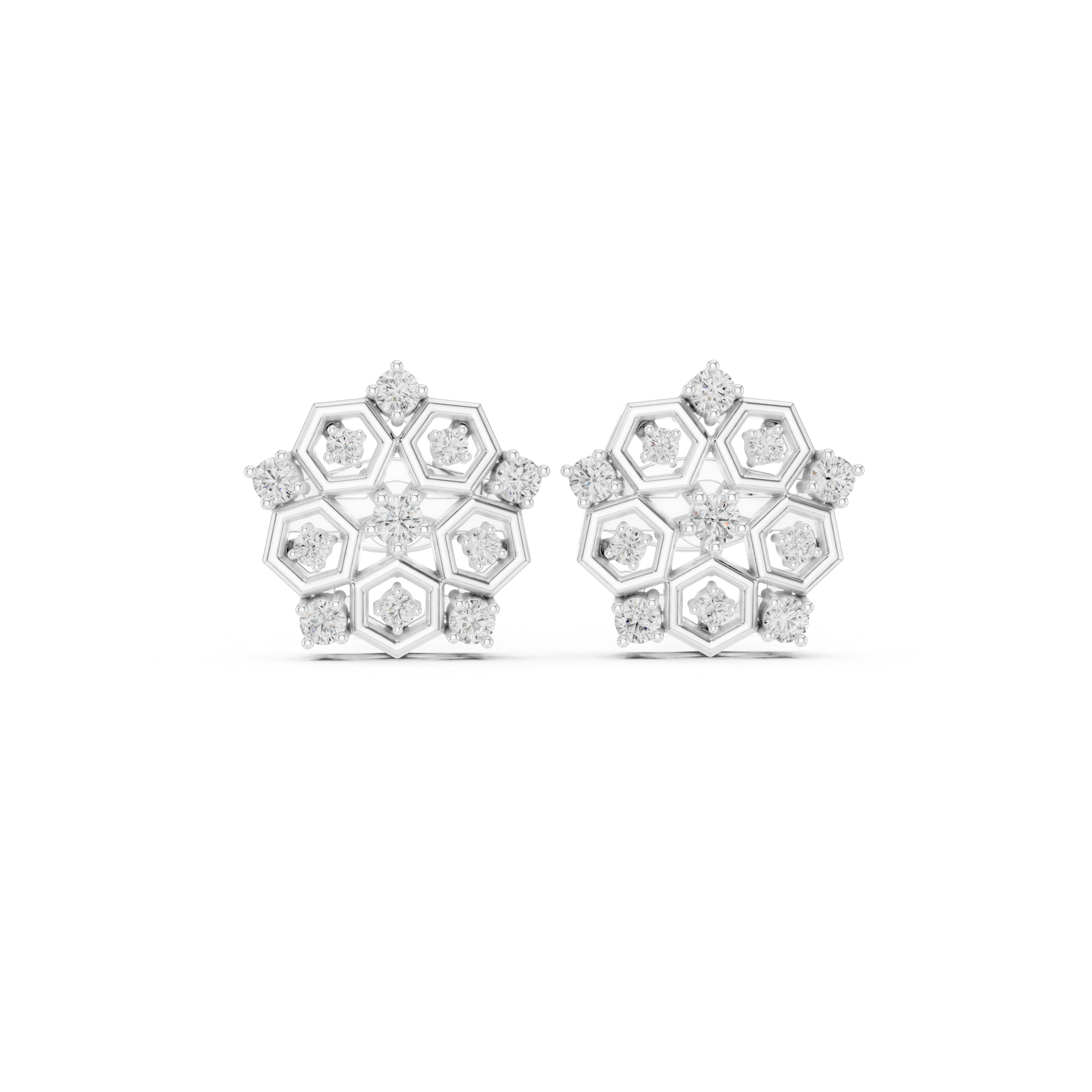 0.21 CT Hexagon Cluster Diamond Stud Earrings