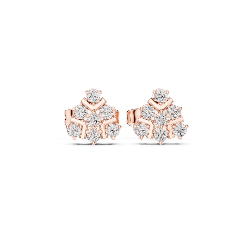 0.17 CT Round Diamond Geometric Snowflake Stud Earrings