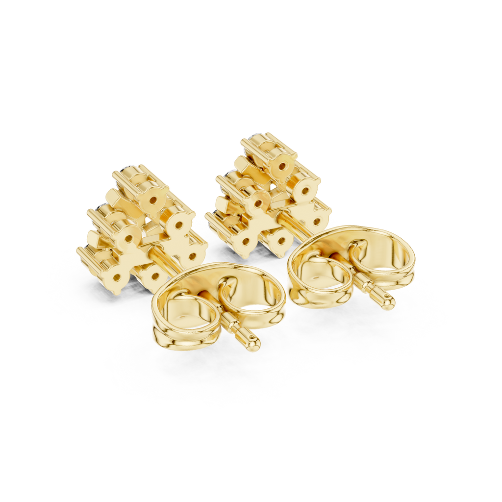 0.17 CT Round Diamond Geometric Snowflake Stud Earrings