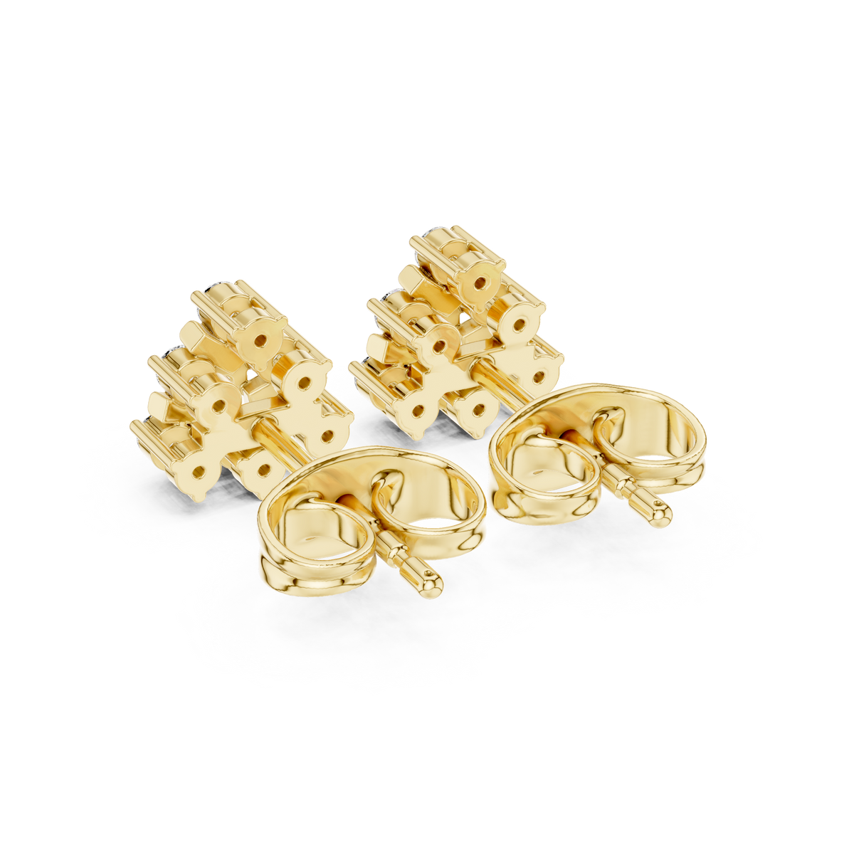 Round Diamond Geometric Snowflake Stud Earrings, studio shot — Jewelix Atelier
