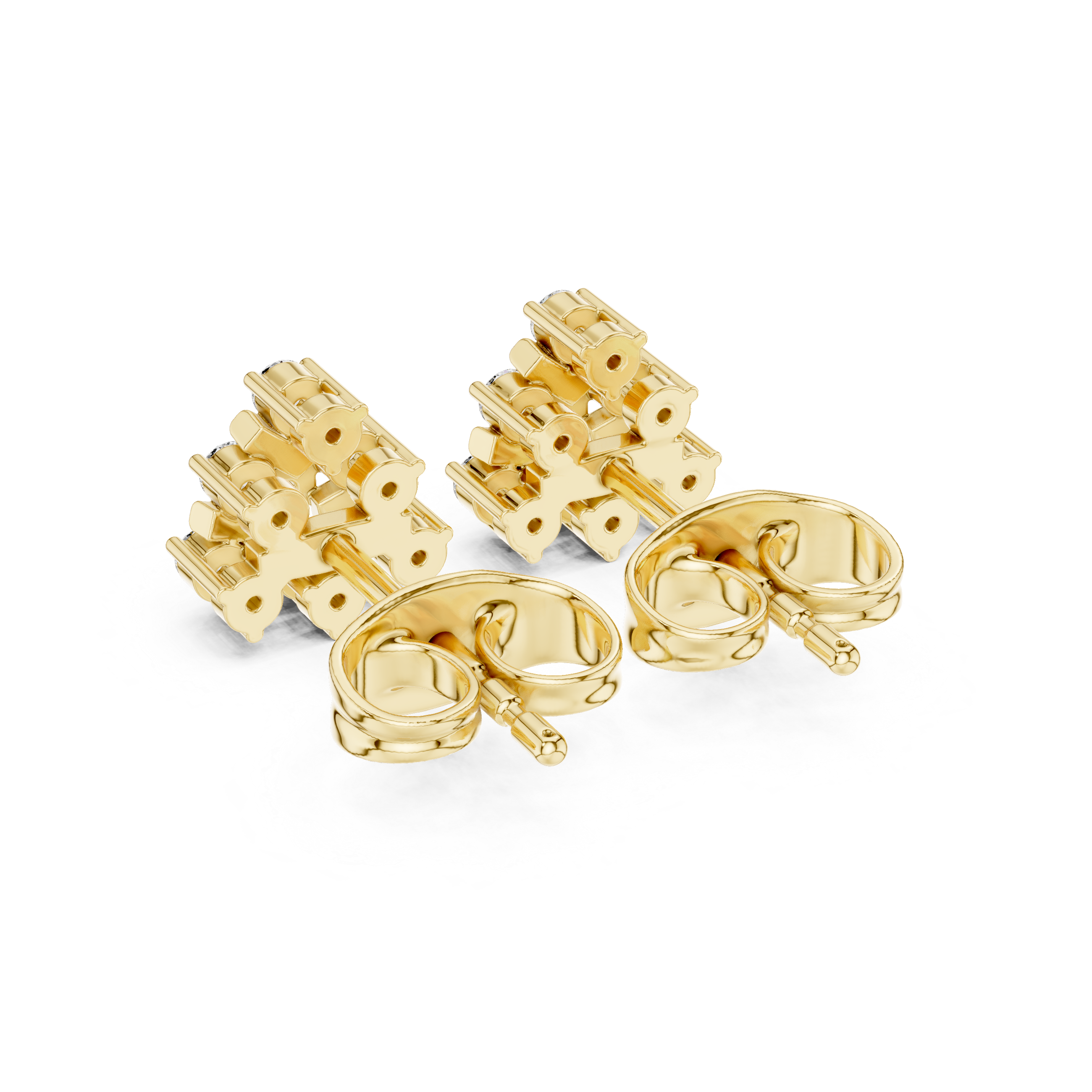 0.17 CT Round Diamond Geometric Snowflake Stud Earrings